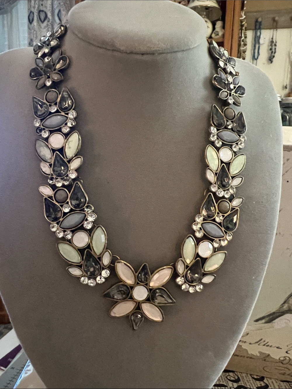J. crew Crystal Flower statement necklace.